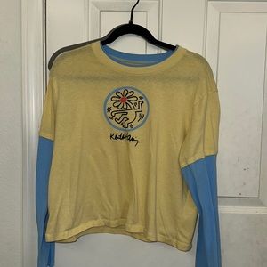 Keith Haring Blue and Yellow long Sleeve Top